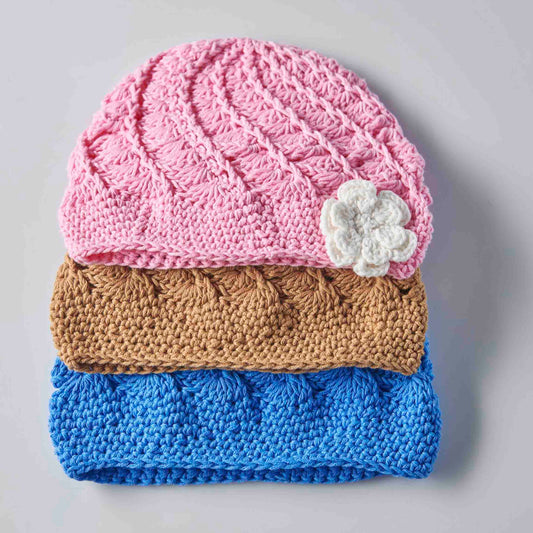 Gestrickte Baby-Mütze aus Baumwolle in Blau