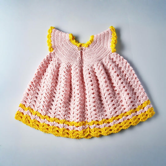 Baby-Strickkleid Baumwolle Rosa – handgemacht - Mingati