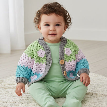 Baby - Cardigan Baumwolle - handgemacht | Rosé/Türkis - Mingati