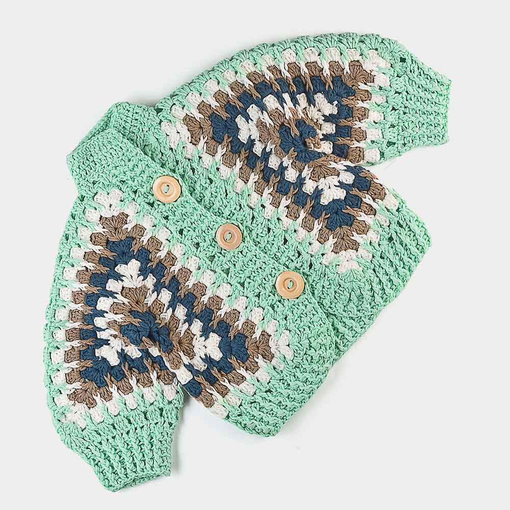 Baby - Cardigan Baumwolle - handgemacht | Grün - Mingati