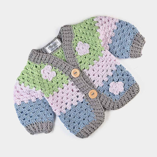 Baby - Cardigan Baumwolle - handgemacht | Rosé/Blau - Mingati