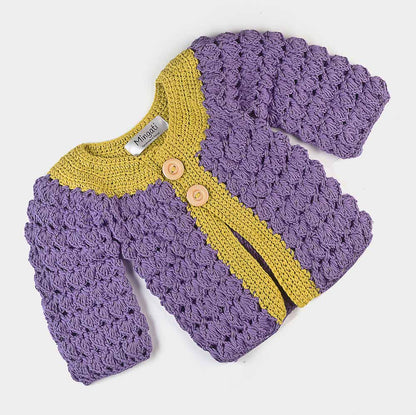 Baby - Cardigan Baumwolle - handgemacht | Lila - Mingati