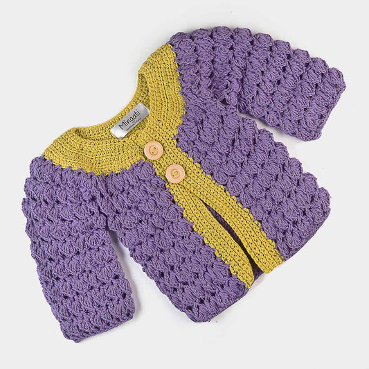 Baby - Cardigan Baumwolle - handgemacht | Lila - Mingati