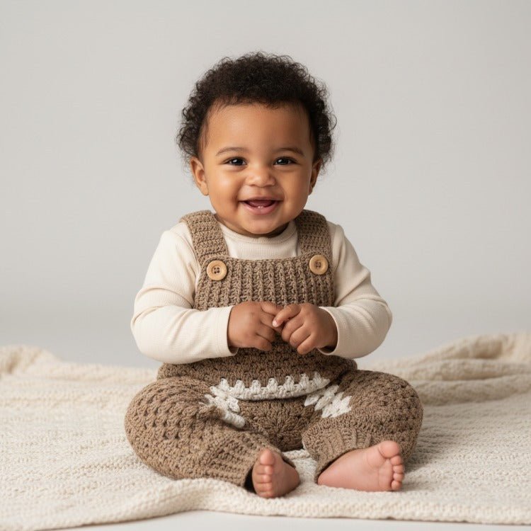 Baby - Latzhose Baumwolle Braun – handgemacht - Mingati
