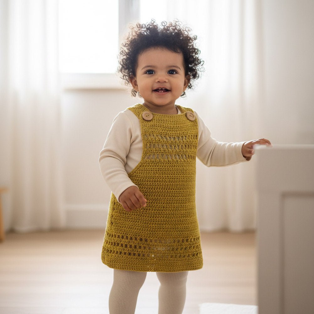 Baby - Latzkleid Baumwolle Gelb – handgemacht - Mingati