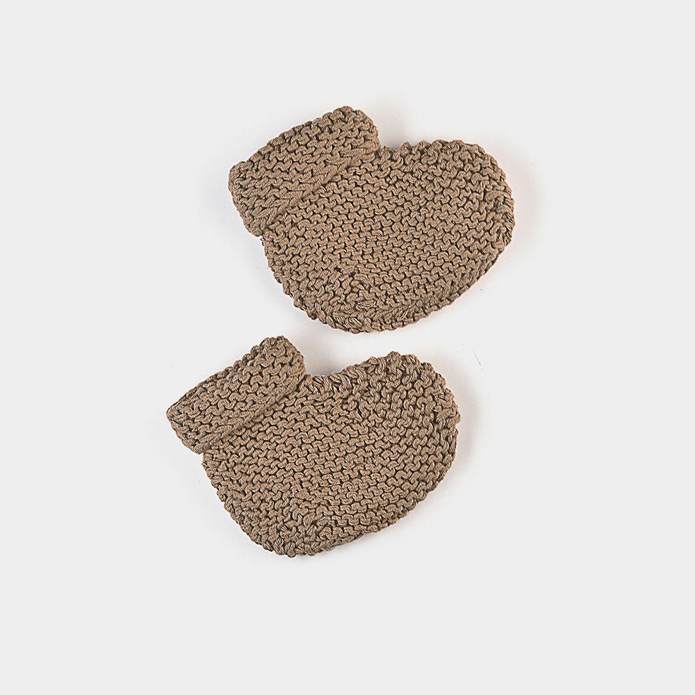 Gestrickte Baby - Socken aus Baumwolle | Braun - Mingati